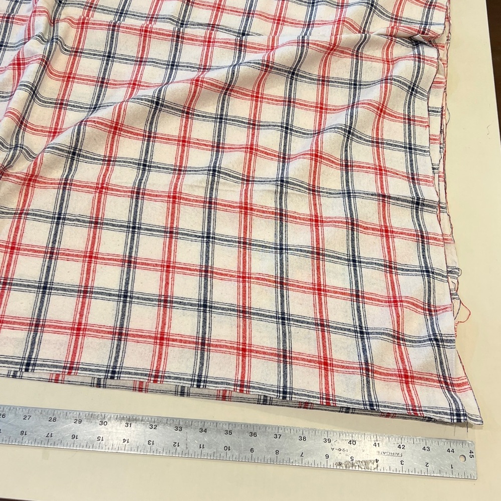 Red and Blue Plaid Silk Fabric 4.5 yards